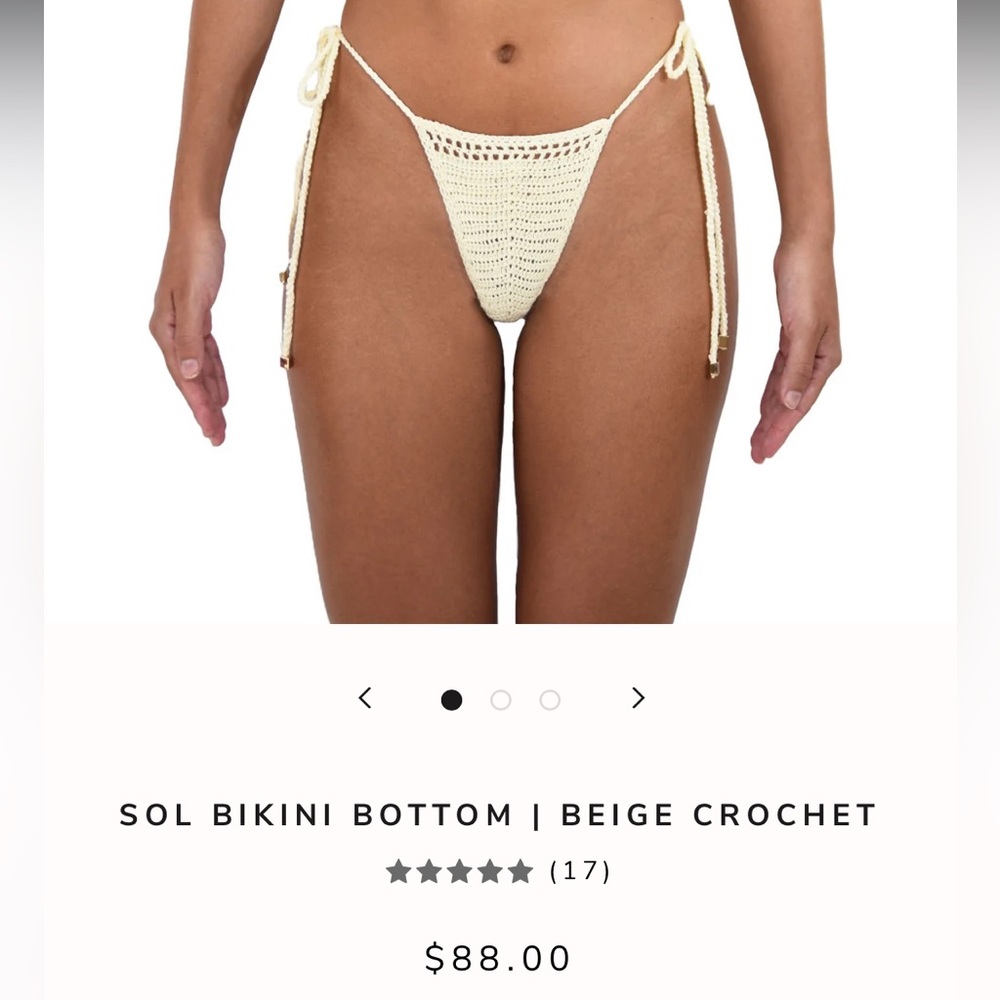 Heart of sun swim BRAND NEW crochet beige bottoms (small)
